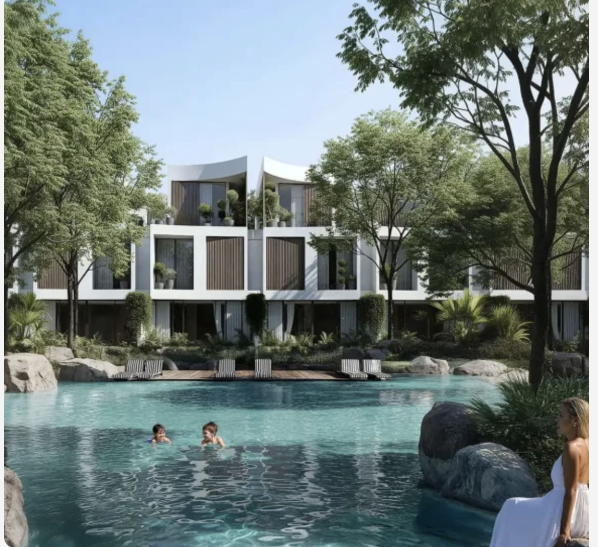 Townhouses beside the lagoon