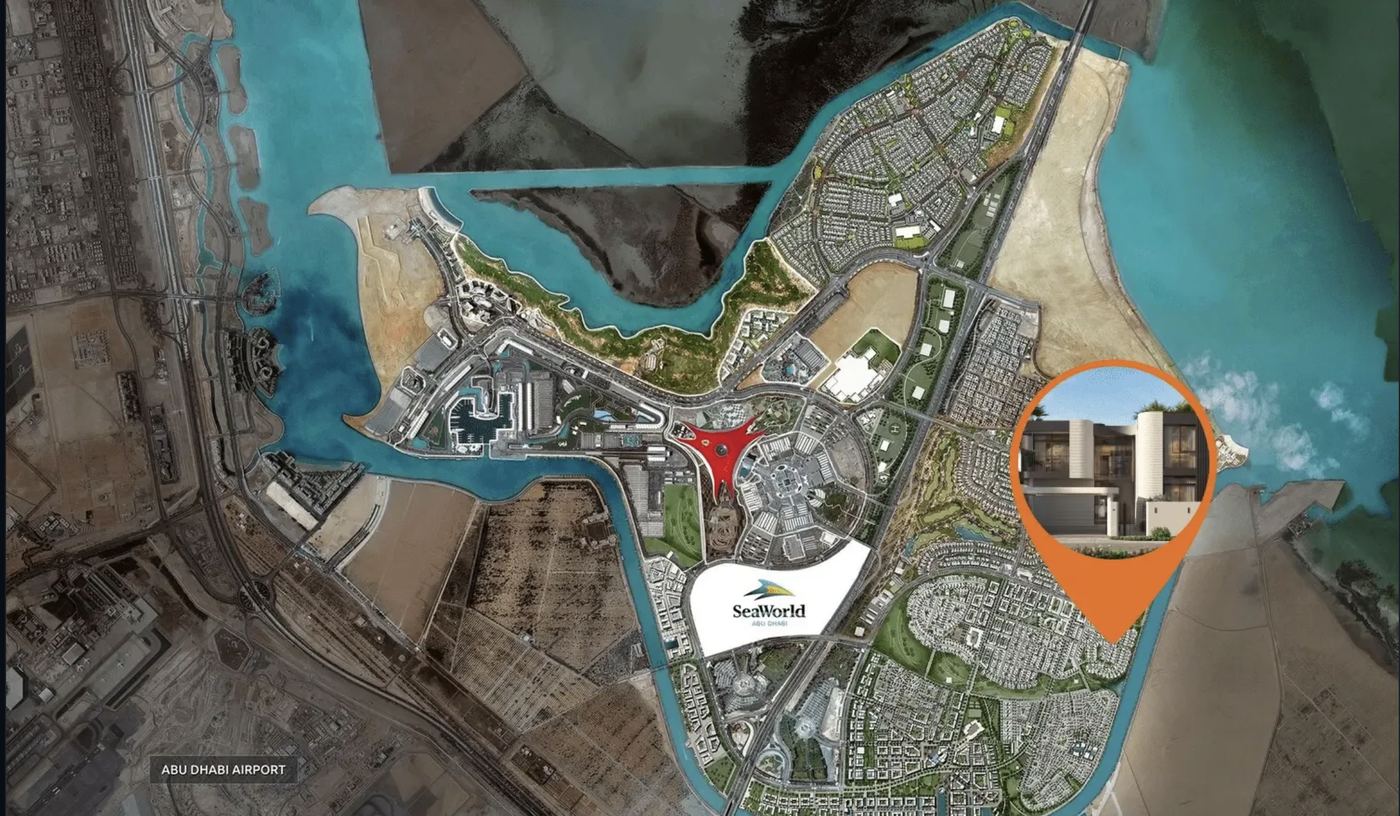 Map of Yas Island showing the community location