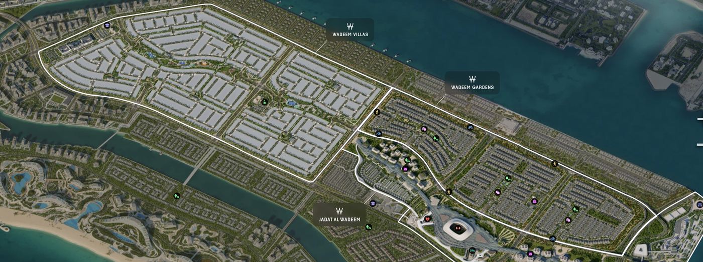 Masterplan of Wadeem showing Wadeem Villas, Wadeem Gardens and Jadat Al Wadeem