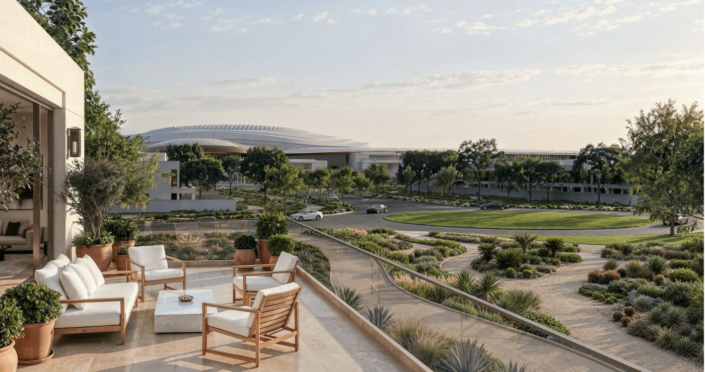Terrace looking toward the arena